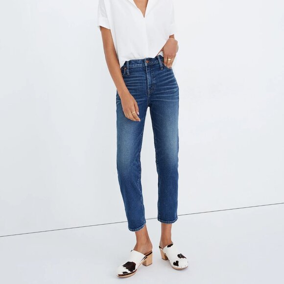 Madewell Size 23 Blue Mid Rise Classic Straight Leg Ankle Cropped Jeans - Picture 1 of 14